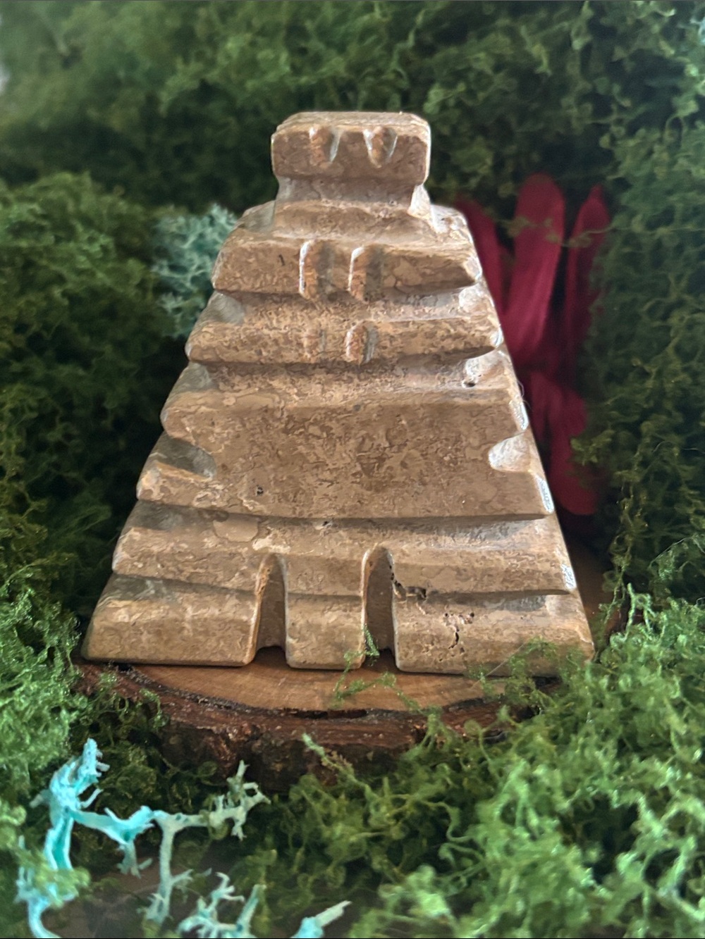 Handcrafted Tan Pyramid Accent Sculpture - Home Accents